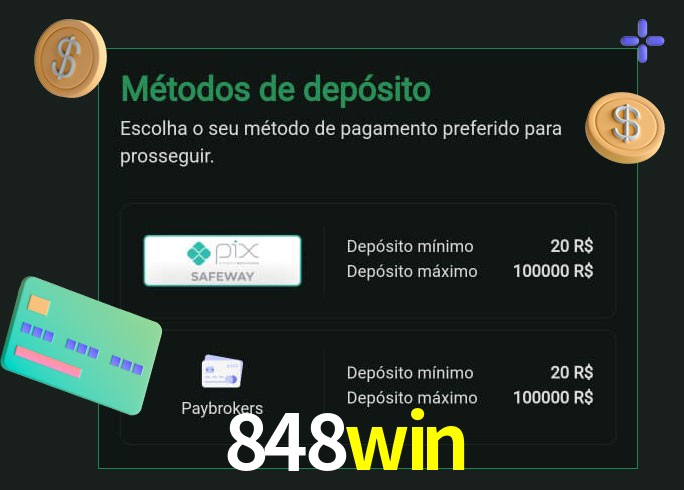 O cassino 848win oferece uma grande variedade de métodos de pagamento